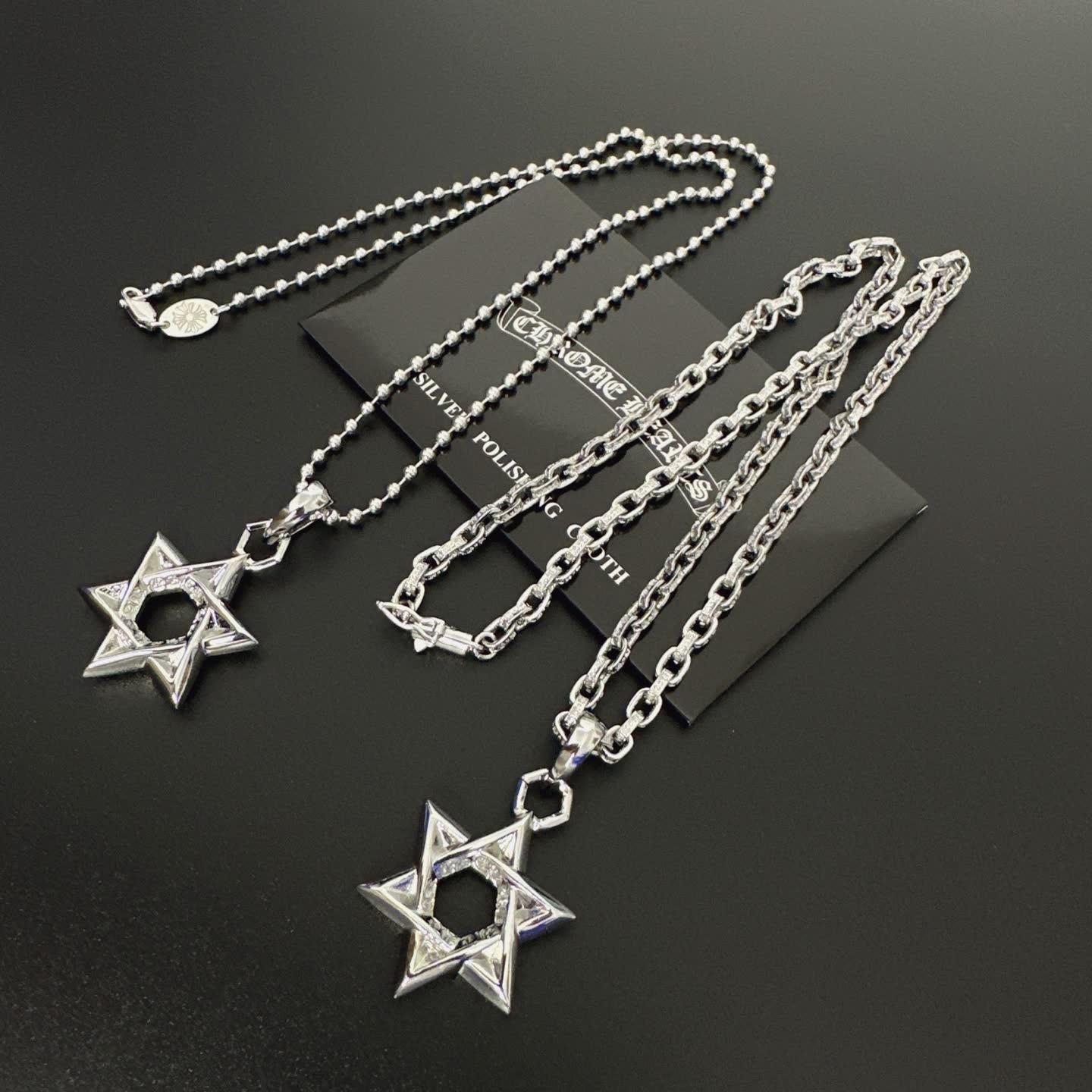 Chrome Hearts Silver Star of David Pendant Necklace